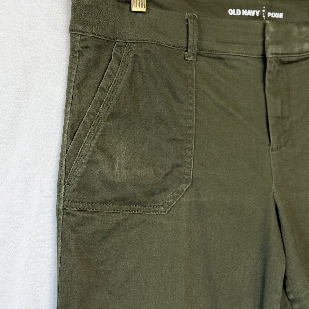 Old Navy Pixie Sateen Pants Women's 10 Tapered Ankle Stretch Olive Green Casual - Picture 6 of 16